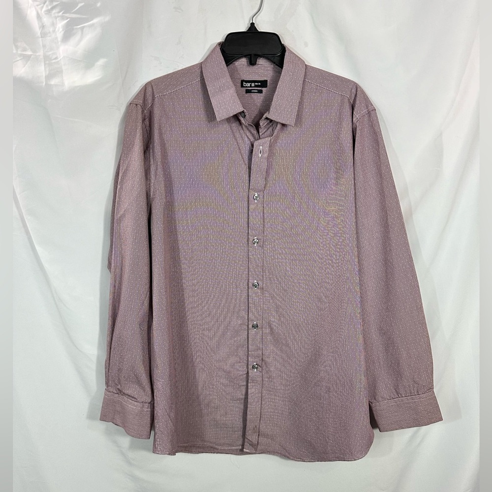 Bar III burgundy pinstripe and polka dot button down size L